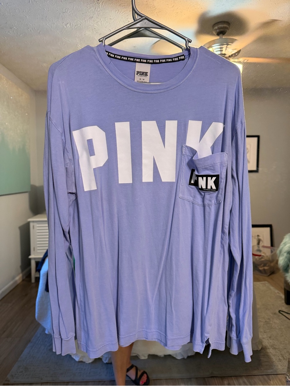 Victoria's Secret PINK Lavender Long Sleeve Logo Tee